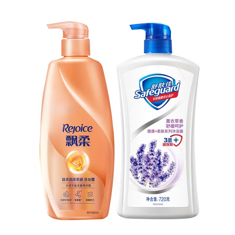 飘柔 精萃润泽柔顺洗发露750g+舒肤佳薰衣草舒缓呵护沐浴露720g（新老包装随机发货）