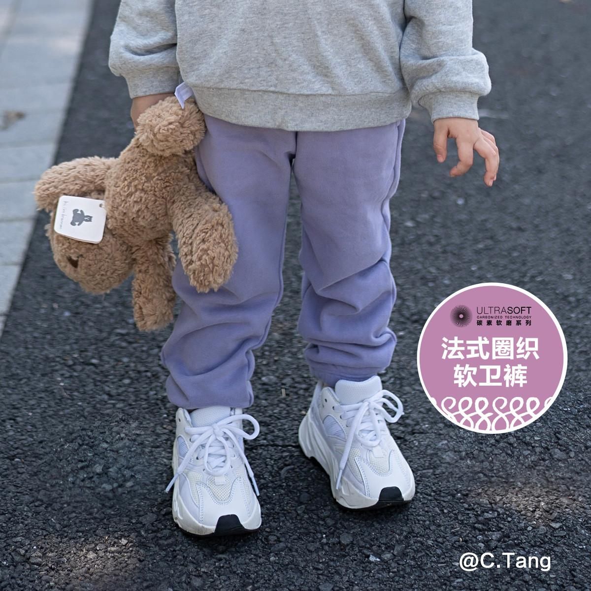 GAP 【雪糕系列】Gap男女幼童LOGO法式圈织软卫裤838307春季运动裤 紫色