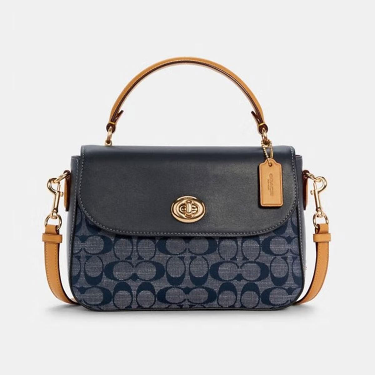 蔻驰【全国联保】MARLIE中号手提单肩斜挎包C4921 蓝灰 24*7.5*17.5cm