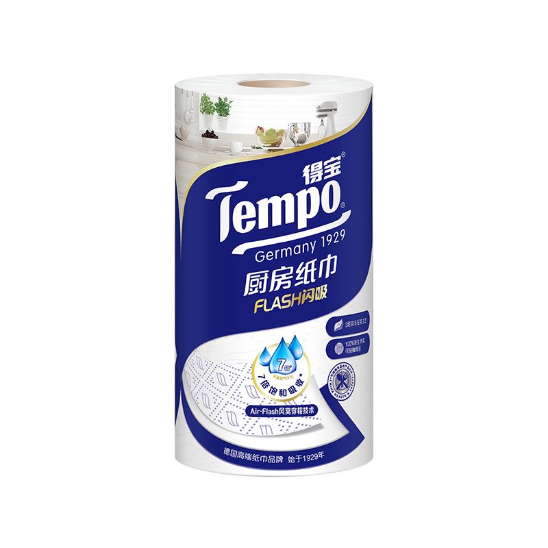 京东直供 得宝（TEMPO）一博同款 厨房卷纸88节*1卷 水油瞬吸 超大卷 吸油纸 懒人抹布