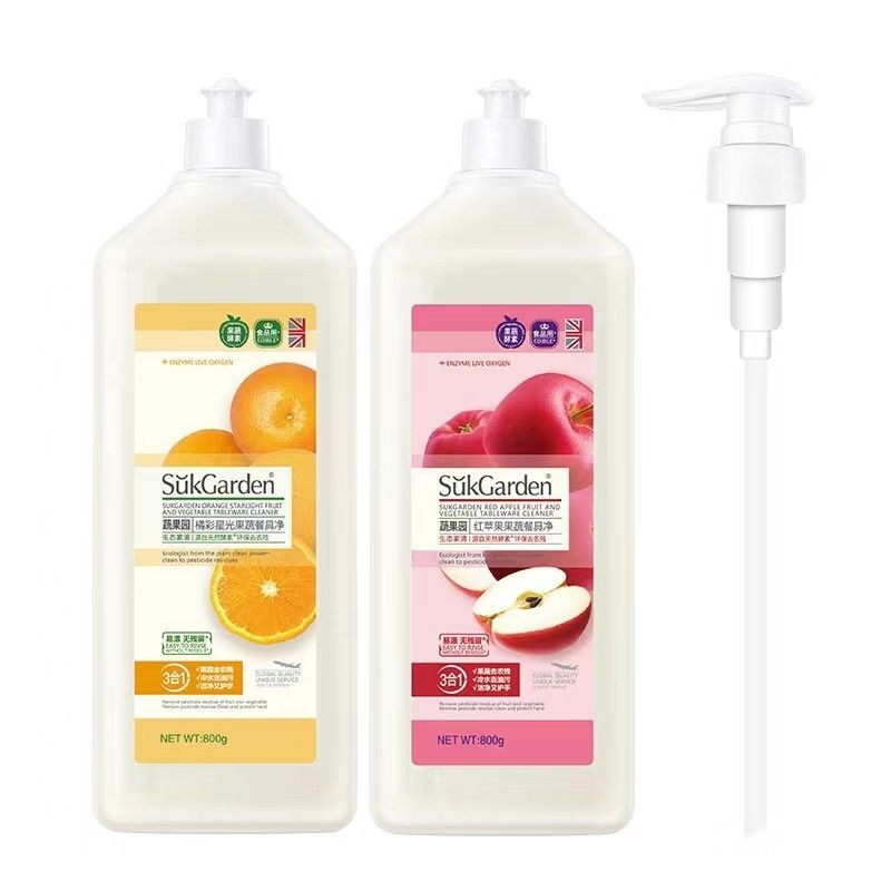 蔬果园 SukGarden橘采星光果蔬餐具净（半透瓶）泵装-800ml