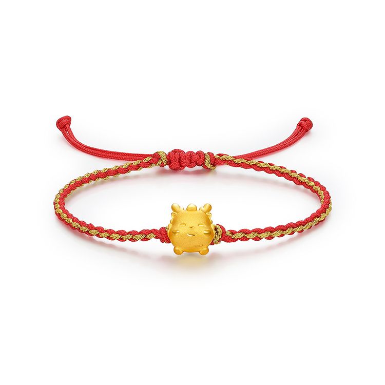 谢瑞麟 生肖龙3D硬金工艺路路通龙年转运珠配手绳/貔貅黄金手链（约0.4克）