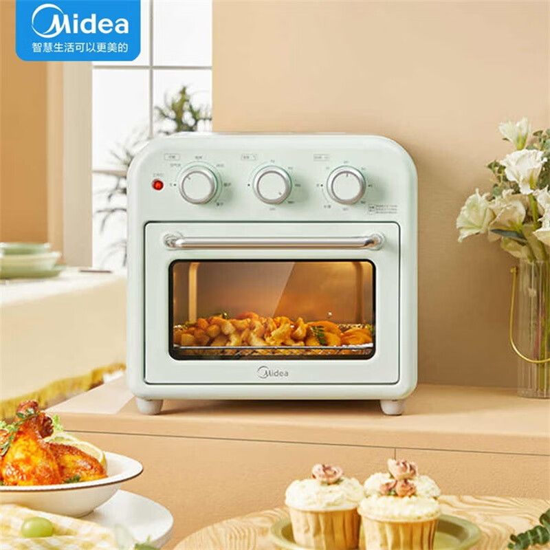 京东直供 美的（Midea）家用可视多功能空气炸烤箱 360°循环热风 15升 PT1510