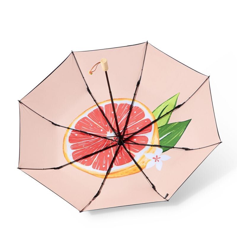 京东直供 蕉下防晒遮阳伞女户外晴雨两用迷你折叠伞印花果趣系列 西柚【三折】
