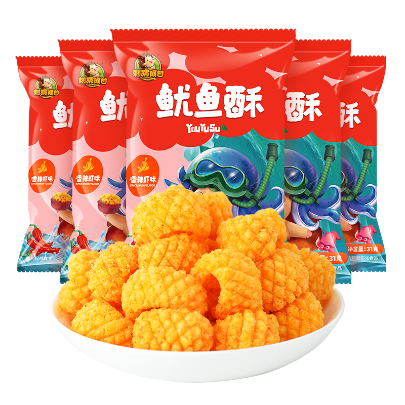 刺猬阿甘鱿鱼酥 香辣虾味31g*5包 香辣虾味