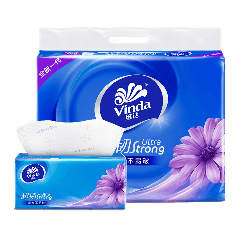 维达抽纸超韧可湿水无香抽取式纸巾 3层130抽*6包