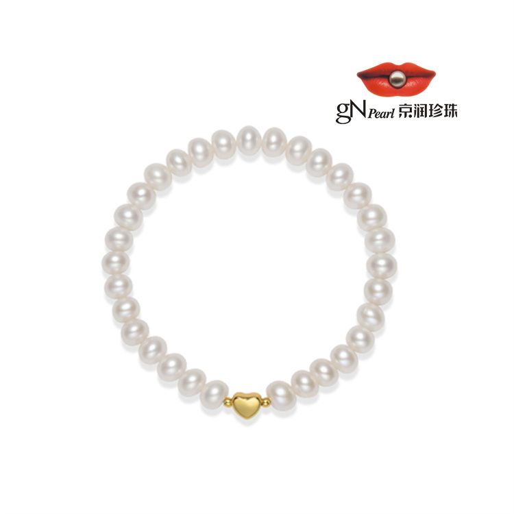 gN pearl/京润珍珠 晴娇 S925银淡水珍珠手链 5-6mm 白色近圆形