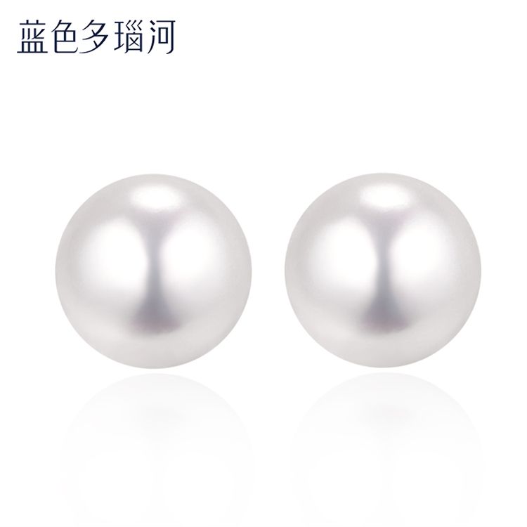 蓝色多瑙河 S925银镶淡水馒头白色珍珠优雅轻奢女款耳钉耳饰送礼佳品 温婉LH0011