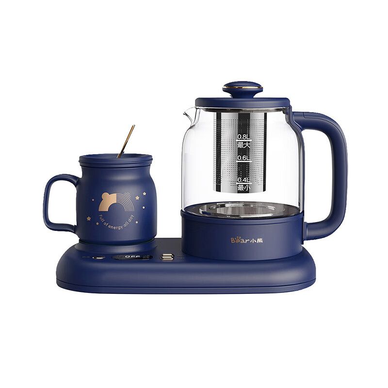 京东直供 小熊（Bear）迷你养生壶养生杯mini烧水壶煮茶壶保温杯垫多功能花茶壶煮茶器电热水壶开水壶0.8升YSH-C08V1