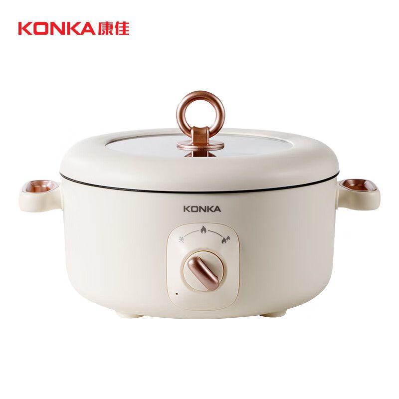 京东直供 康佳（KONKA）KZG-HP03 家用电火锅3L电炒锅多功能电热锅  不粘涂层一体多用途锅宿舍电煮锅料理锅烤肉锅