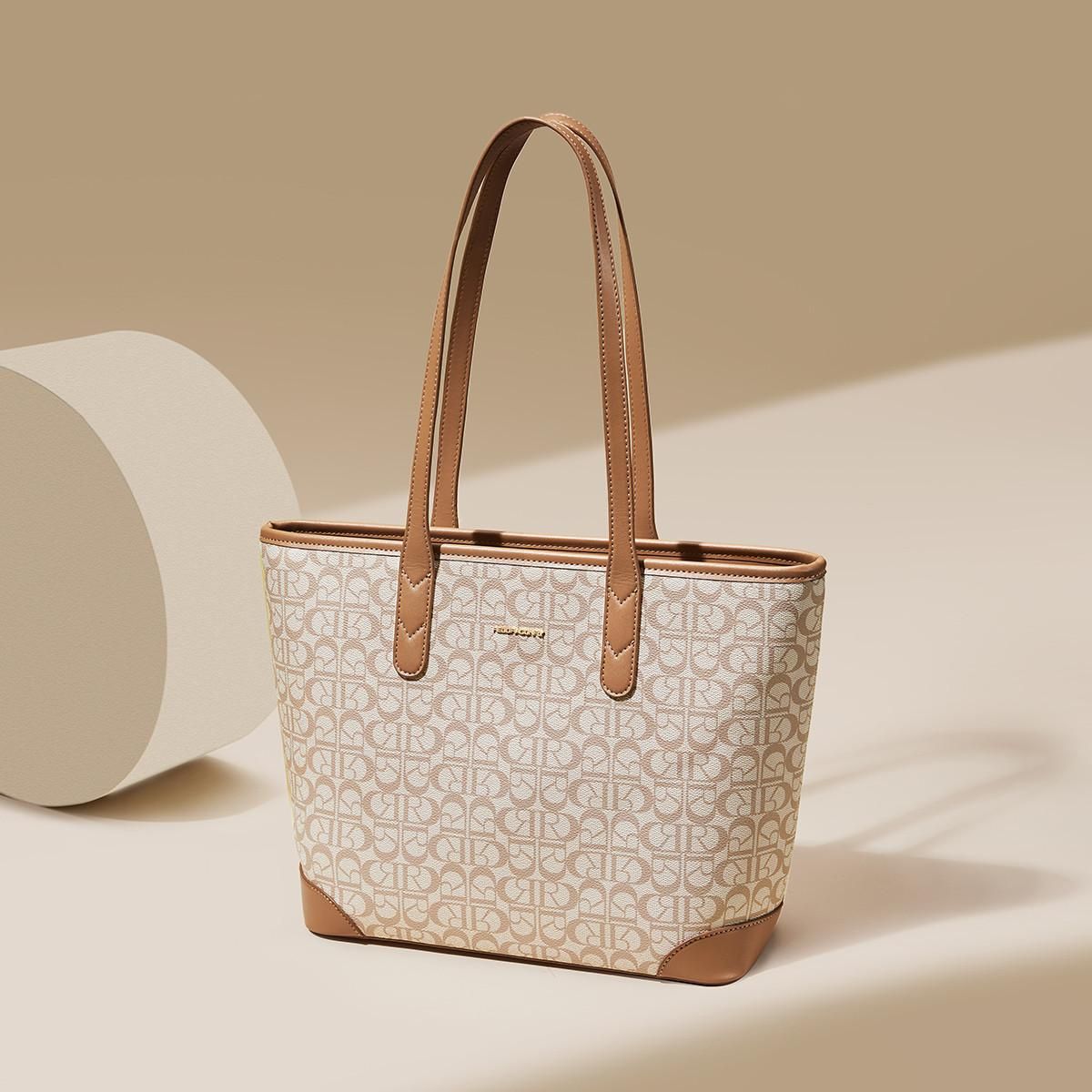 红蜻蜓 单肩包女新款2023包包大容量妈妈包单肩包女式托特包女包 浅棕色