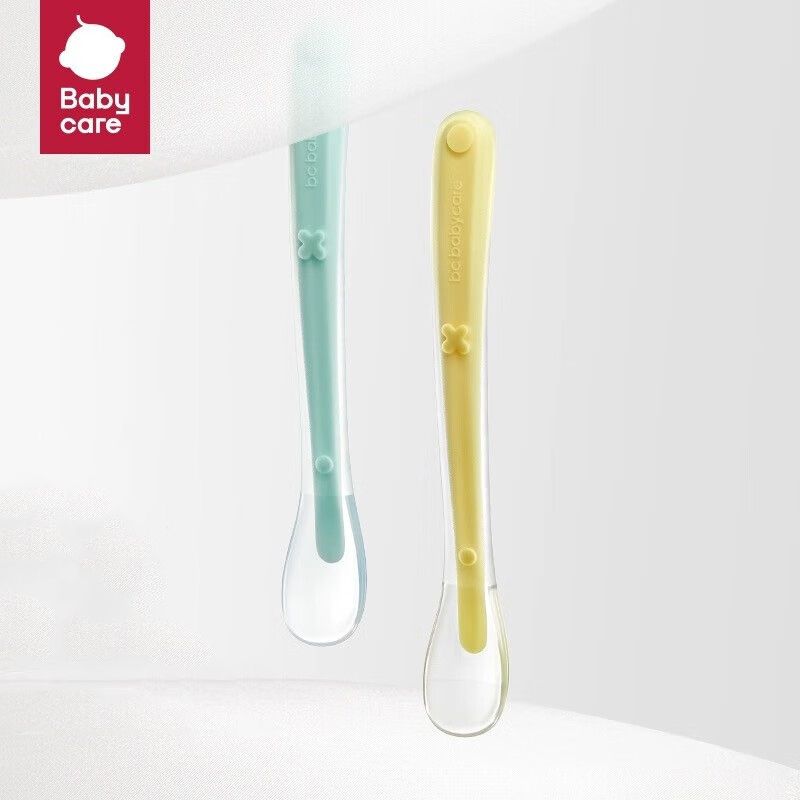 babycare 儿童硅胶软勺宝宝碗勺餐具软头勺两件套BC2210546