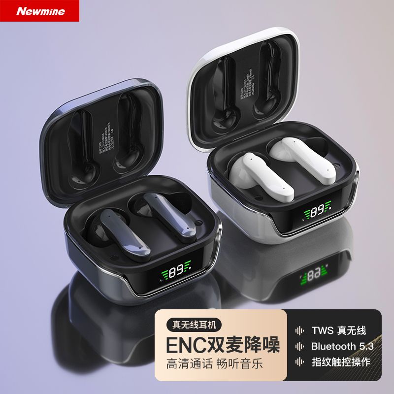 纽曼 （Newmine）蓝牙耳机 小巧真无线高音质双耳入耳式ENC降噪清晰通话 适用苹果华为手机男女通用 LY10 