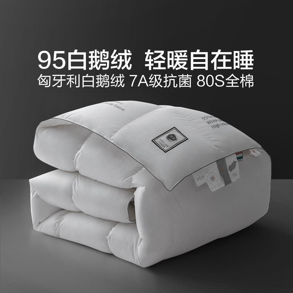 水星家纺 【进口欧洲鹅绒】高端匈牙利95白鹅绒春秋被冬被四季被芯羽绒被