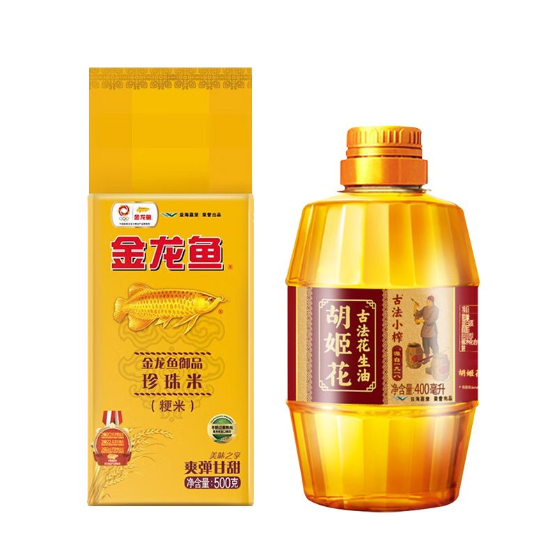 金龙鱼 古法花生油400ml+御品珍珠米500g