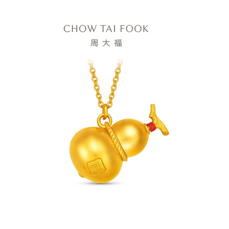 周大福 经典传承系列鸿运当头红绳葫芦足金黄金项链计价（工费1080元）F235613