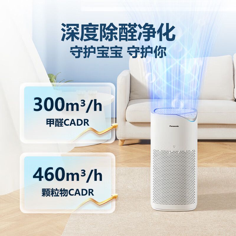 Panasonic 松下 F-PBW75C 空气净化器除甲醛 除菌 除烟除尘除味 空气清新 PM2.5数显 小巧家用 59平米