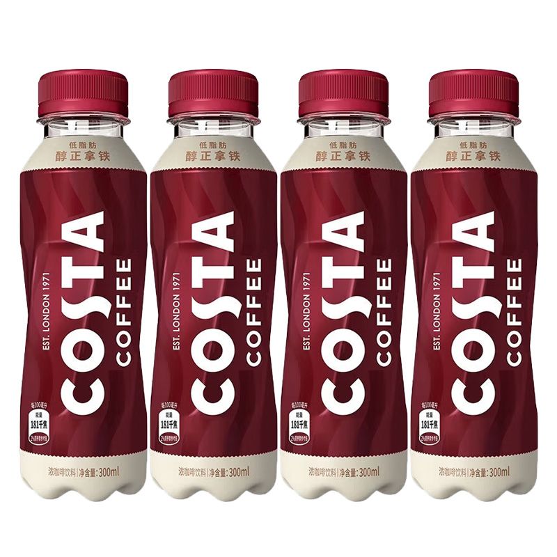 可口可乐 COSTA COFFEE 醇正拿铁 浓咖啡饮料300ml*4瓶（G)