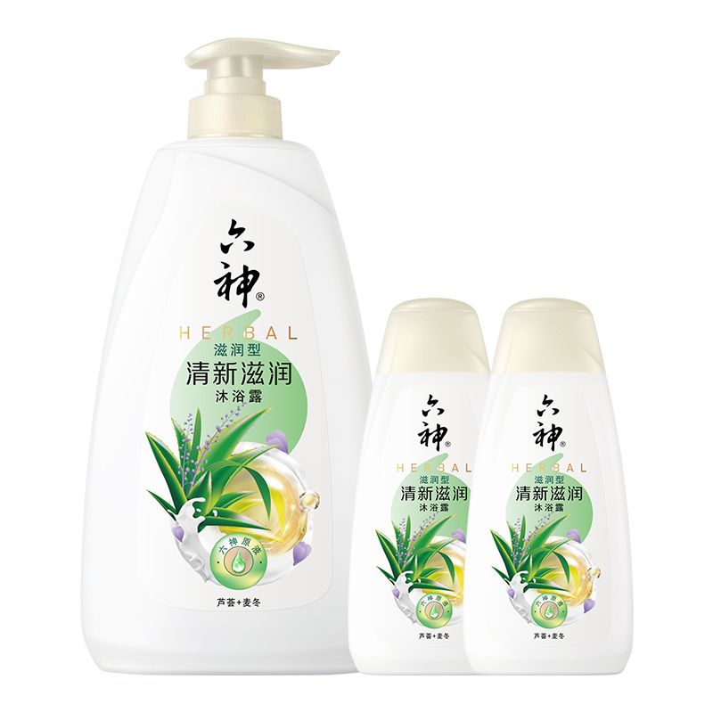 六神 滋润沐浴露家庭装（清新滋润沐浴露1L+200ml*2）