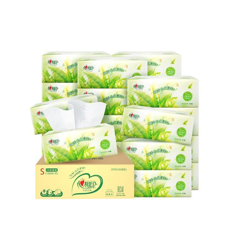 心相印 家用抽纸 茶语经典300张*24包纸巾 箱装销售 3层100抽/包 * 淡茶清香餐巾纸面巾纸