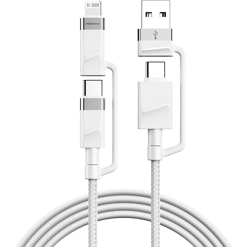京东直供 品胜四合一数据线苹果16充电线Type-C快充PD60W20W多功能车载适用iPhone15/14小米华为手机ipad笔记本