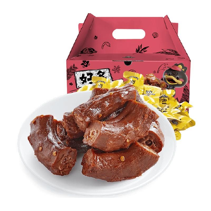 天猫 周黑鸭纯肉礼盒鸭脖辣味鸭肉零食大礼包卤味小吃 好多鸭脖520g .