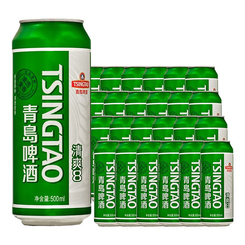 京东直供 青岛啤酒（TsingTao）清爽8度500ml*24听 整箱装
