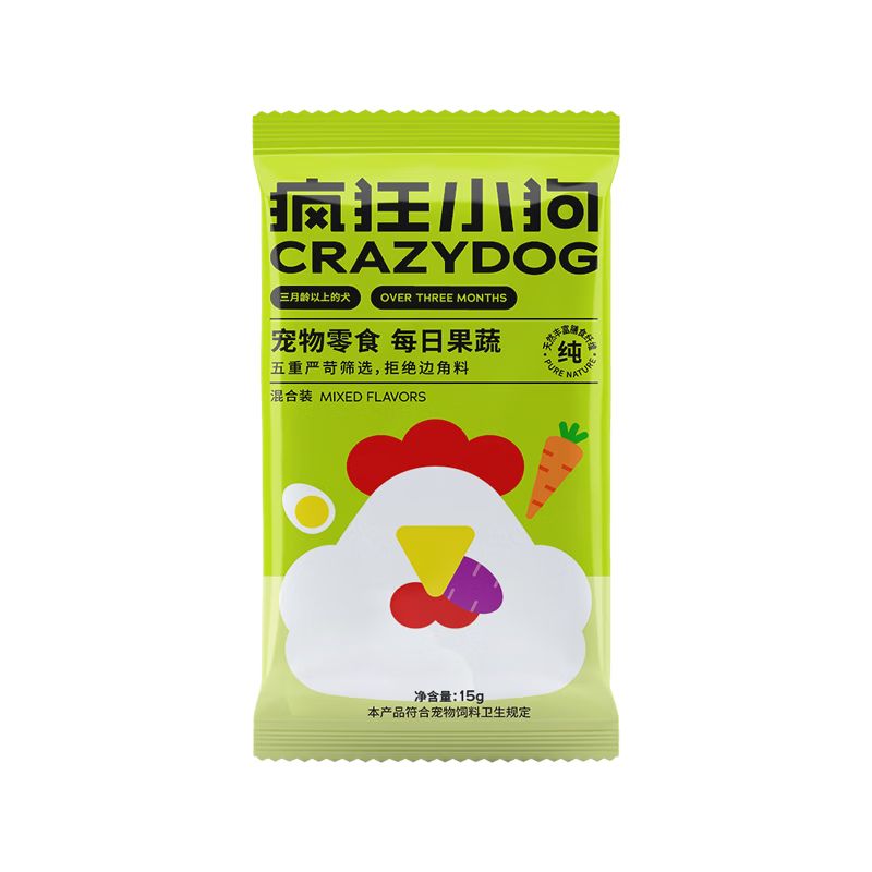 京东直供 疯狂小狗宠物狗狗零食冻干水果蔬菜粒拌饭泰迪金毛全犬通用 每日果蔬15g