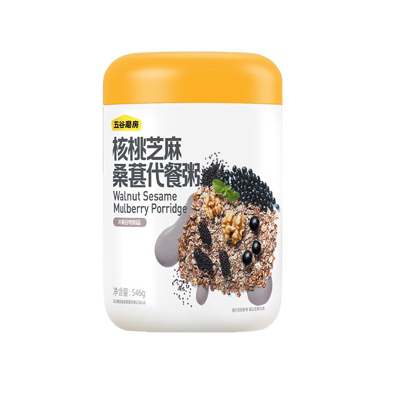 京东直供 五谷磨房 核桃芝麻桑葚粥高纤黑芝麻糊代餐粥营养早餐速食营养代餐粉546g