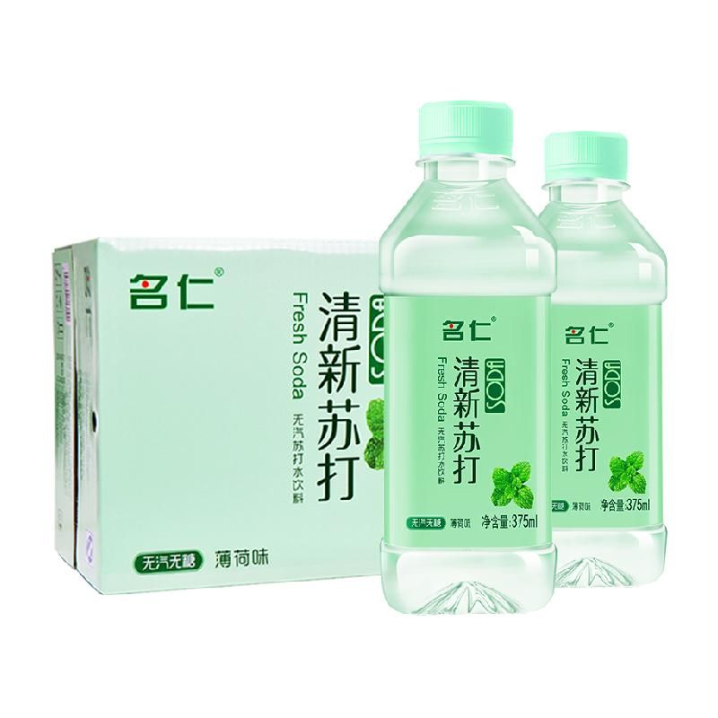 天猫 名仁苏打水薄荷味375ml×24瓶弱碱性水无汽无糖饮料饮品薄荷水 1件 .