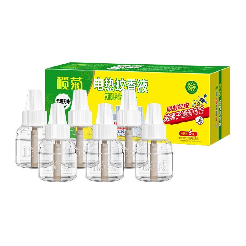 天猫 榄菊电热蚊香液无香无味6瓶300晚补充液插电式灭蚊液驱蚊液 1件 .