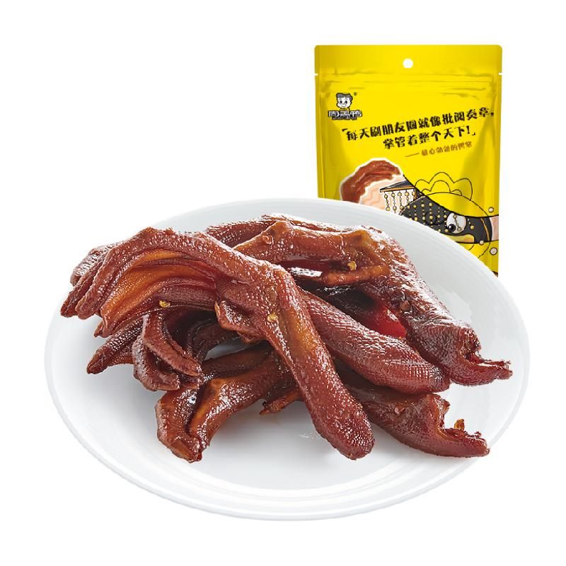 天猫 周黑鸭麻辣小吃真空鸭爪子卤鸭掌108g卤味熟食休闲零食 1件 .