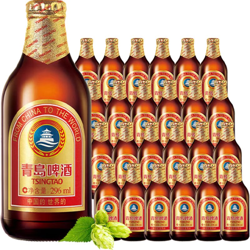 京东直供 青岛啤酒（TsingTao） 金质小棕金 低温酿造 296ml*24瓶 整箱装