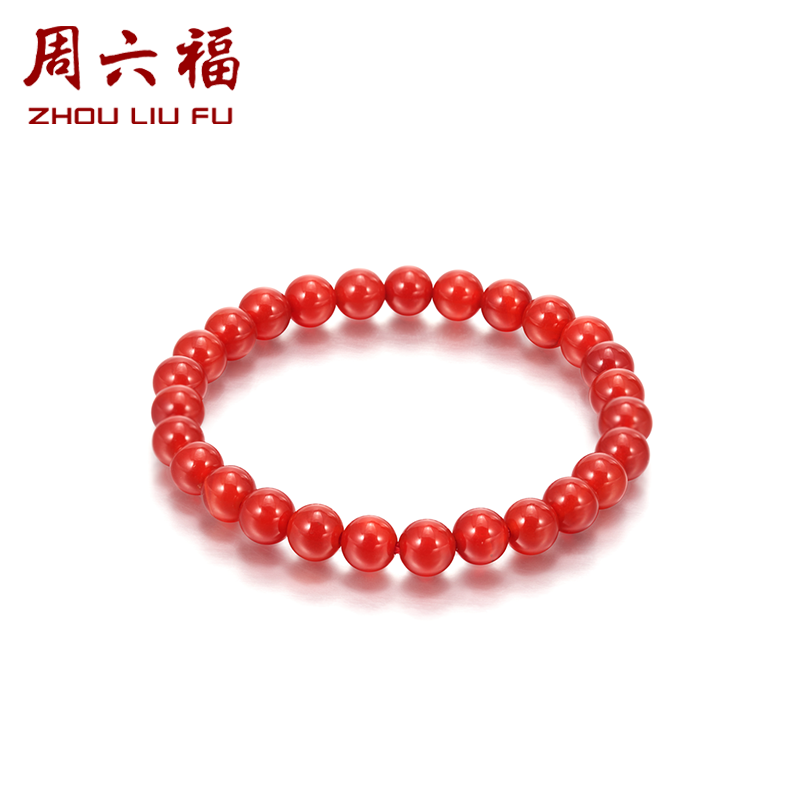 周六福 七夕特惠 限量抢购 6mm红玛瑙转运珠手串