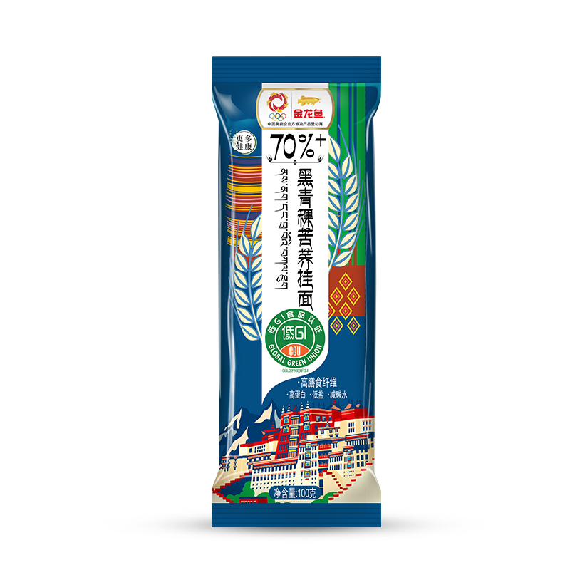 金龙鱼 黑青稞苦养挂面100g低G;I荞麦面低脂控糖100g8袋