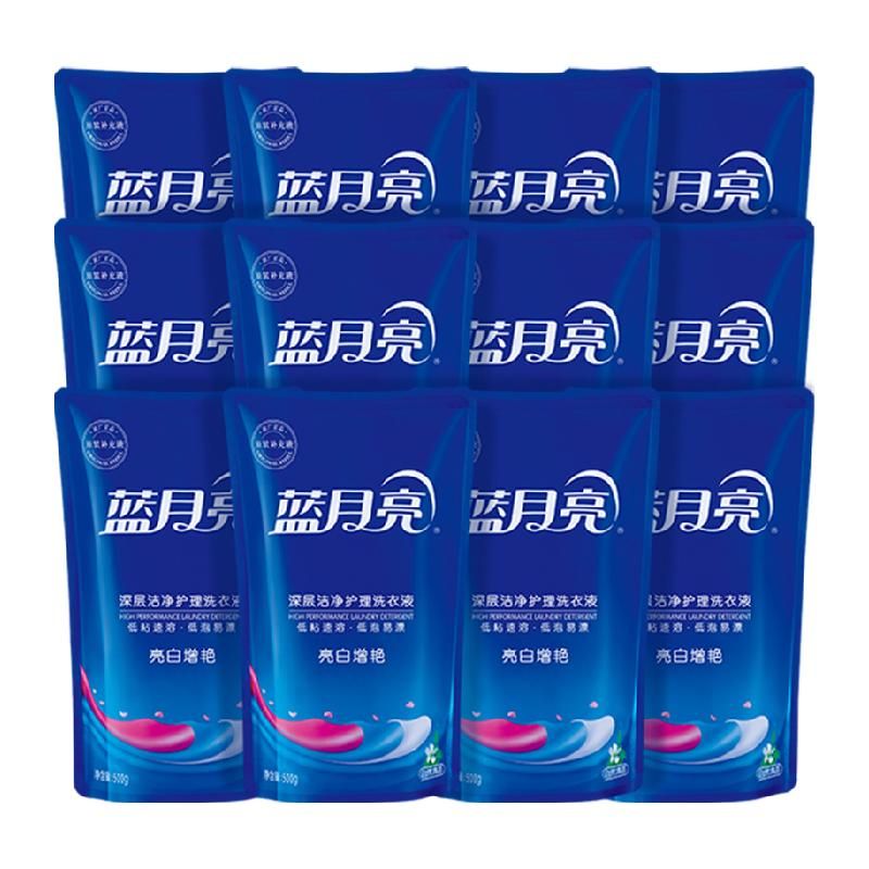 天猫 蓝月亮洗衣液补充装整箱批家用持久亮白增艳自然清香500g*12袋 无规格 .