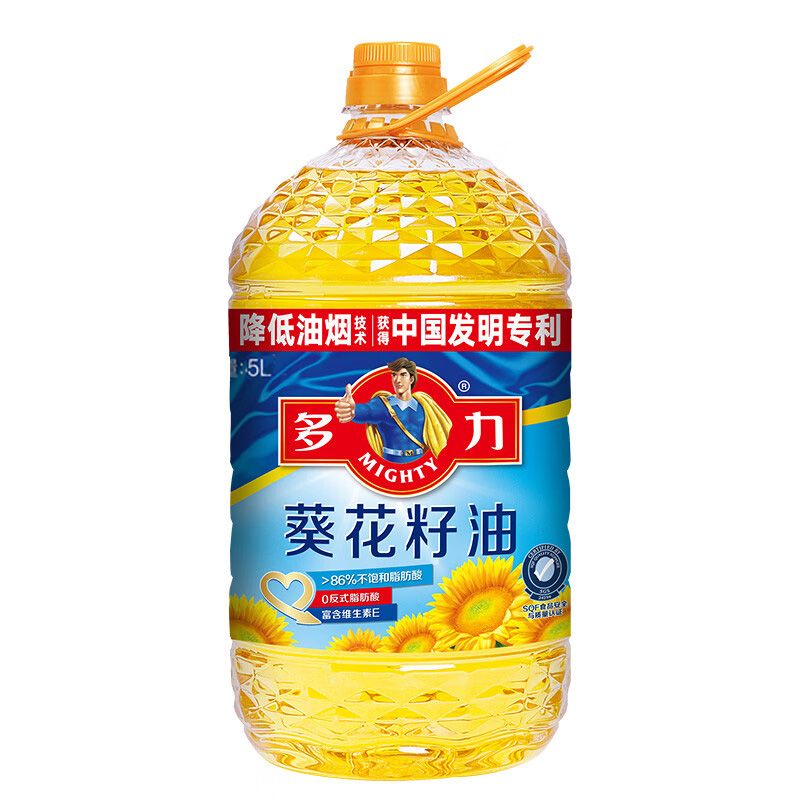 多力 葵花籽油5L 食用油 去壳压榨 充氮保鲜 富含维生素e（新老包装随机）