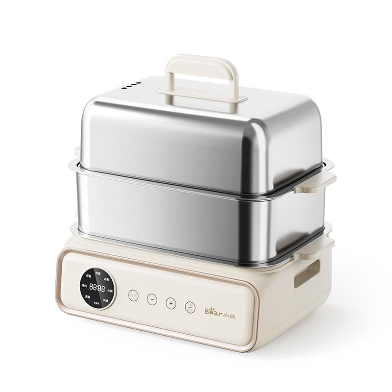 天猫 Bear/小熊 DZG-P20Q5电蒸锅 15.5L大容量双层不锈钢双保温模式 米黄色；2层