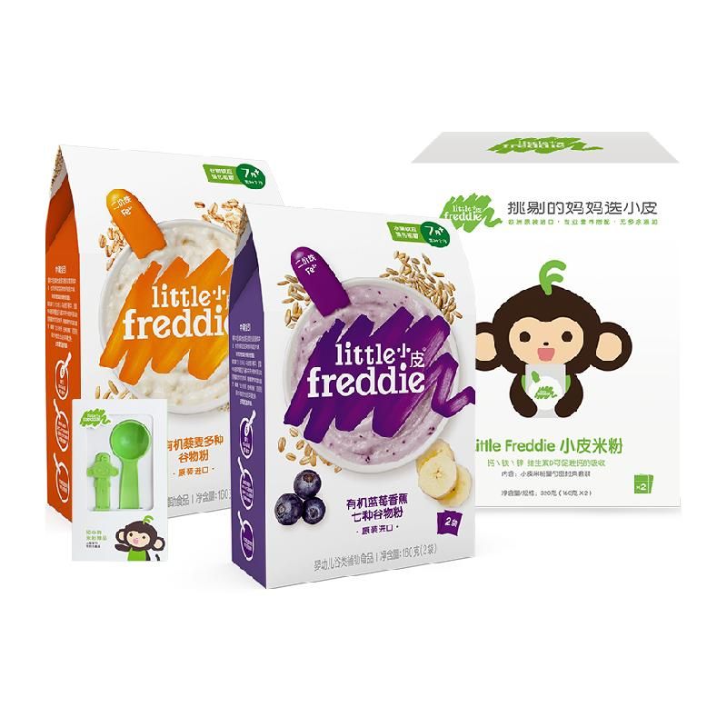 天猫 小皮藜麦蓝莓米粉2盒辅食高铁幼儿营养米糊3阶婴儿宝宝 【锻炼咀嚼 藜麦+蓝莓大米粉2盒 内含米粉勺】；1件 .