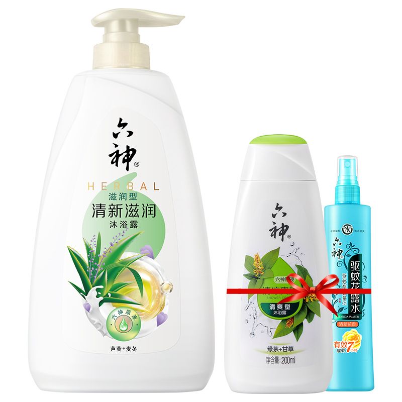 六神 清新滋润沐浴露1L(送花露水80ml+沐浴露200ml)