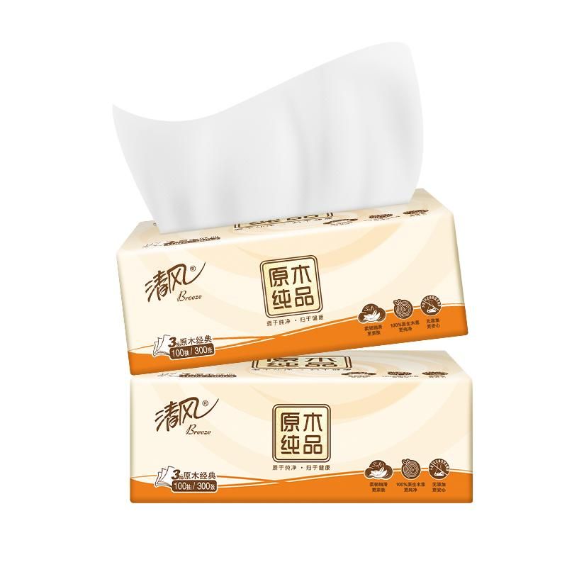 天猫 清风原木抽纸100抽*1包/2包/3包