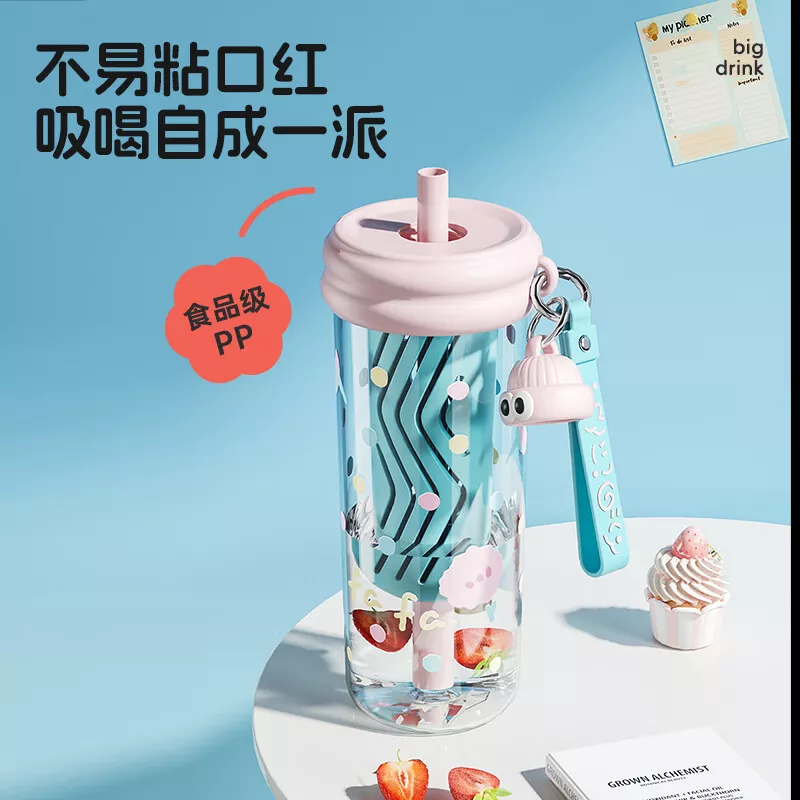 炊大皇 【新品】TRITAN材质吸管杯650ml 大容量茶仓随身杯 耐高温便携水杯茶杯