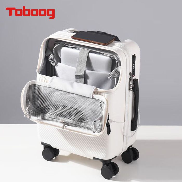 Toboog/途帮 前开口登机箱PC拉杆箱轻音万向轮充电接口笔记本旅行箱 2106 20英寸 积分兑换