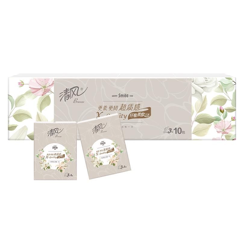 天猫 清风花漾超质感手帕纸3层*8片装10包餐巾纸 无规格 .