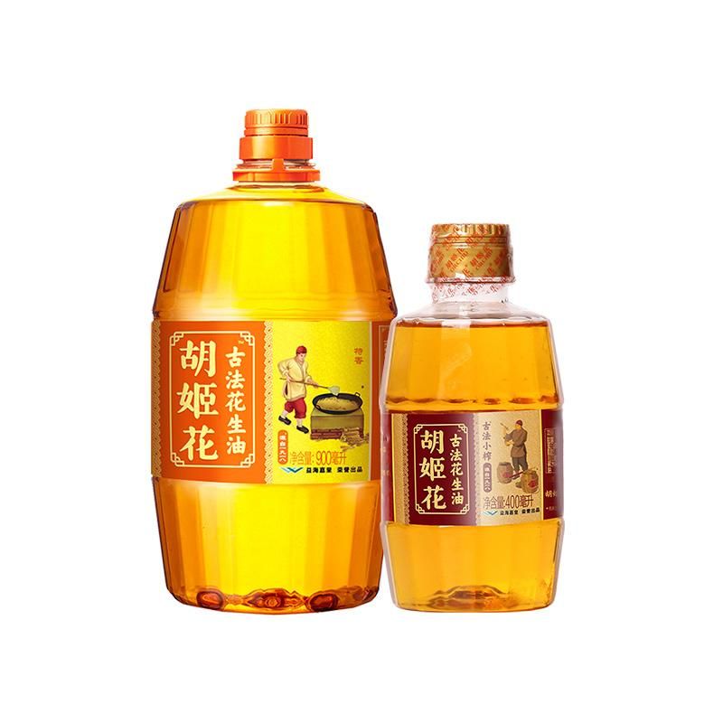 天猫 胡姬花古法花生油900ml+小榨400ml一级压榨食用油旗舰店正品家用 无规格 .