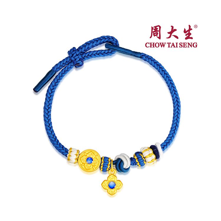 周大生 东方·青花瓷系列黄金腕美珐琅转运珠