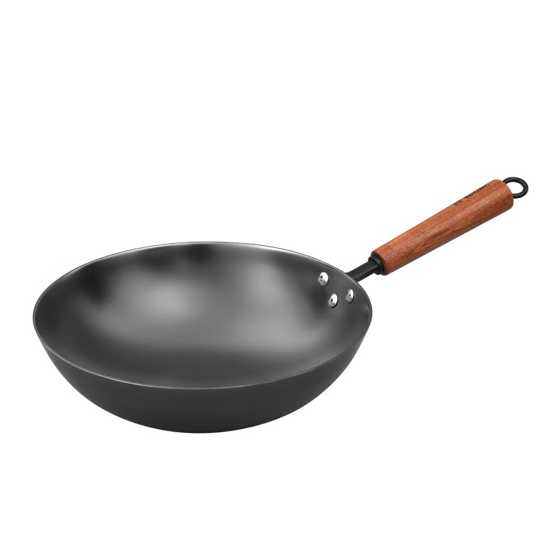 京东直供 典匠铸铁炒锅无涂层铁锅炒菜锅家用少油烟圆底炒锅燃气灶锅具32cm