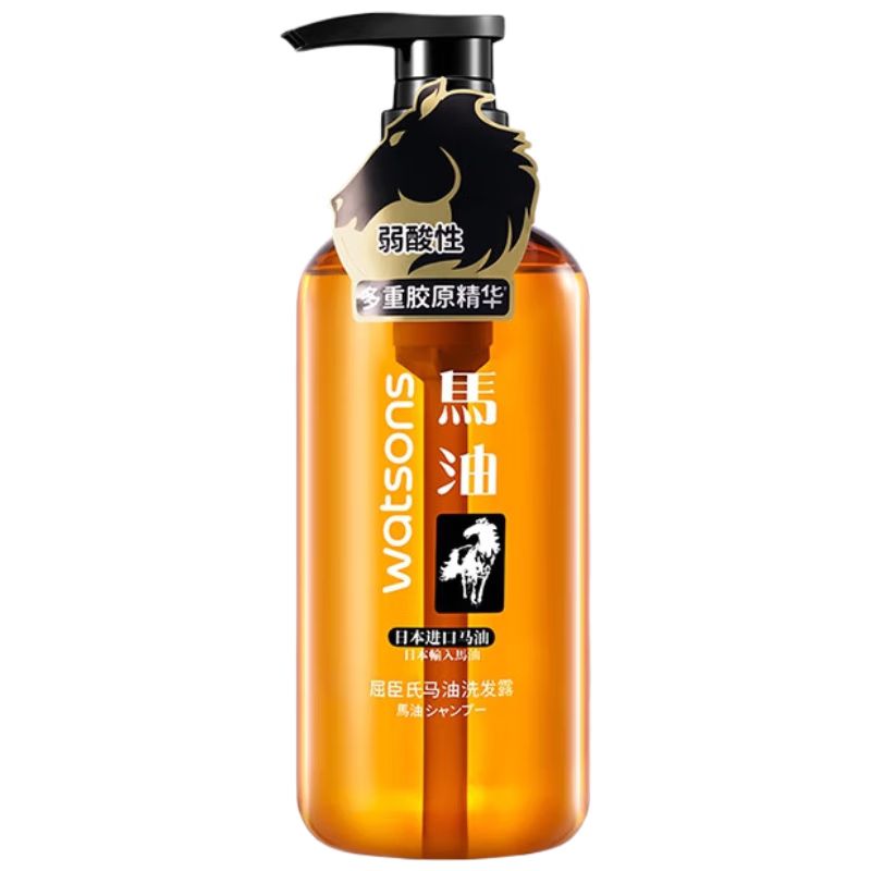 京东直供 屈臣氏马油洗发露500ML（进口马油 弱酸配方 柔顺发丝）