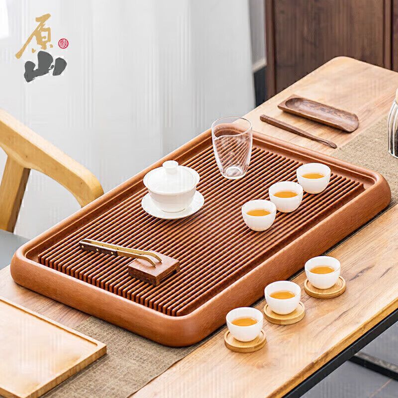 京东直供 原山德料电木茶盘茶托32支排水茶台高端大号 格局黄金料50*30*5cm
