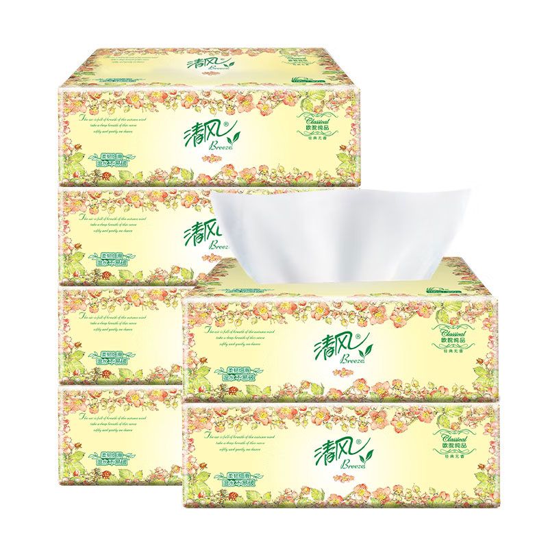 清风 欧院系列抽纸3层100抽6包